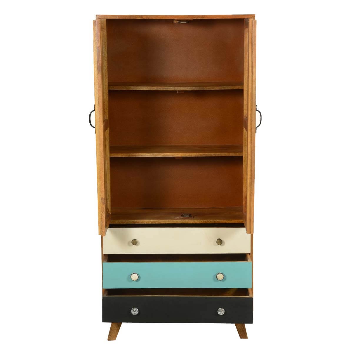 Solid Wood Wardrobe In Natural Finish - J.L.HOME DECOR