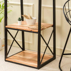 Metal & Acacia Wood Shelving Unit - J.L.HOME DECOR