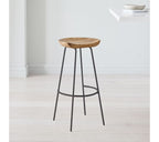 Alden Wood Counter Stool, Mango Wood, Natural Mango, Steel - J.L.HOME DECOR