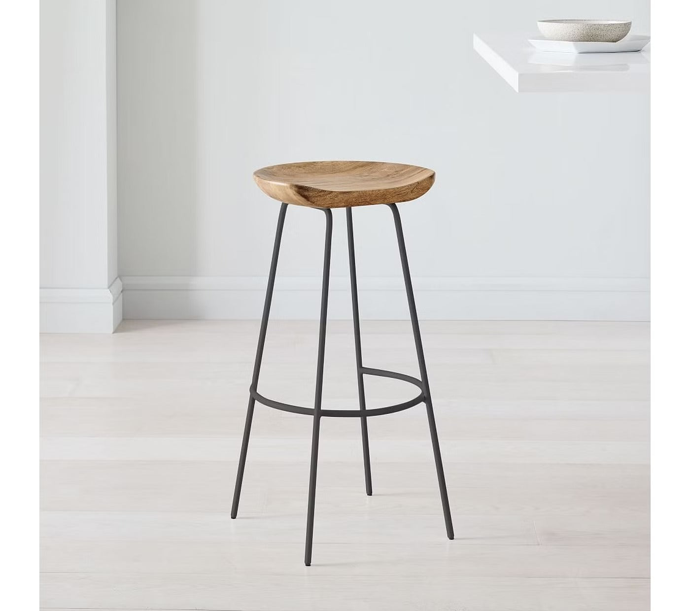 Alden Wood Counter Stool, Mango Wood, Natural Mango, Steel - J.L.HOME DECOR