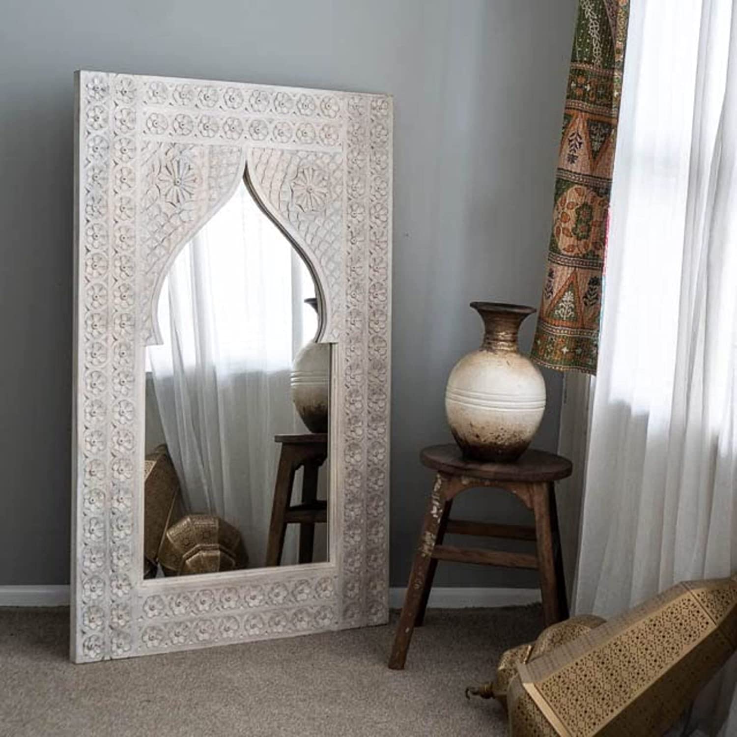 Rustic Carved Large Mirror Frame - J.L.HOME DECOR