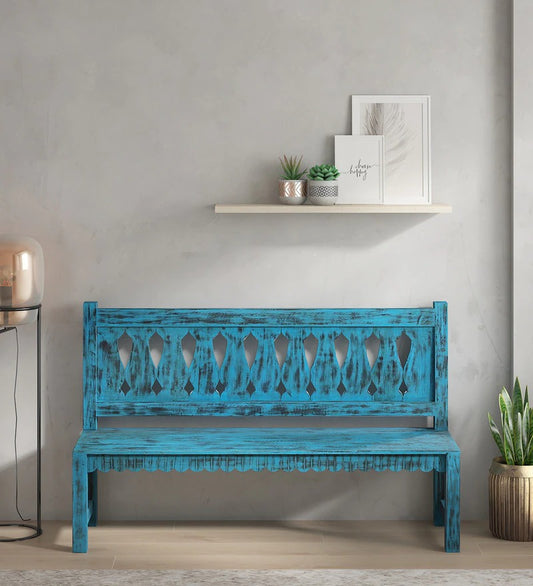 Solid Wood Bench In Distress Finish - J.L.HOME DECOR