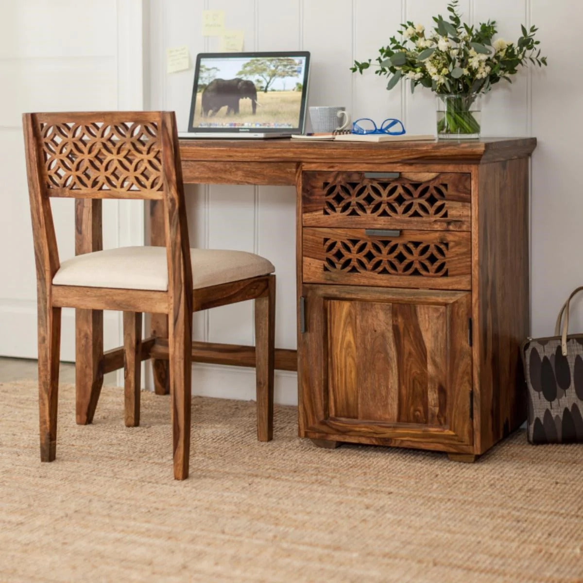 Wooden Study Table - Camellia Collection + (Chair) - J.L.HOME DECOR