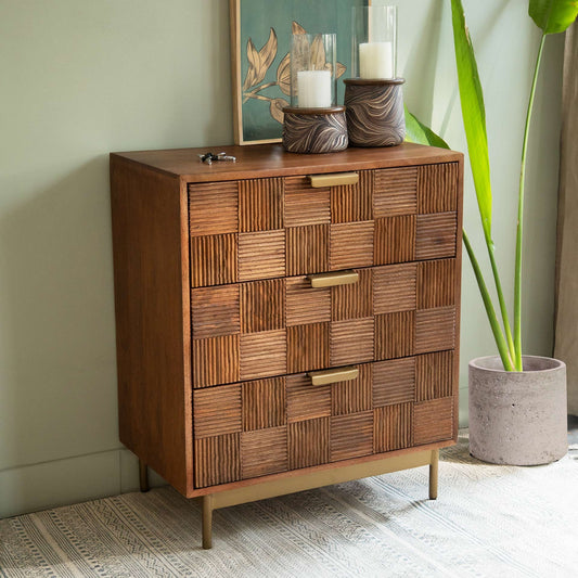 Triple drawer chest with metal stand - J.L.HOME DECOR