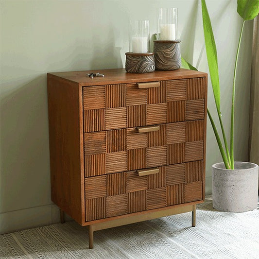 Triple drawer chest with metal stand - J.L.HOME DECOR