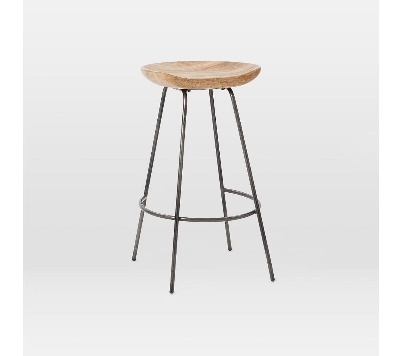 Alden Wood Counter Stool, Mango Wood, Natural Mango, Steel - J.L.HOME DECOR