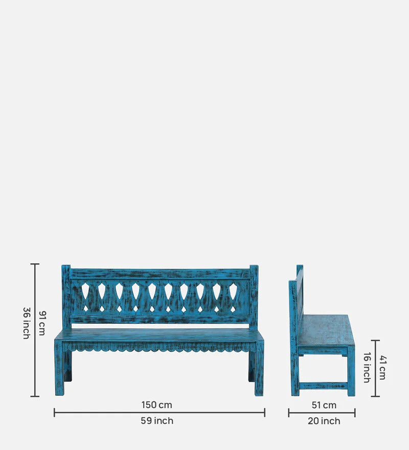 Solid Wood Bench In Distress Finish - J.L.HOME DECOR