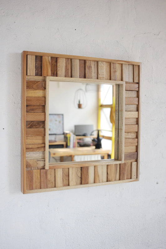 Patchwork Mirror in Solid Wood - J.L.HOME DECOR