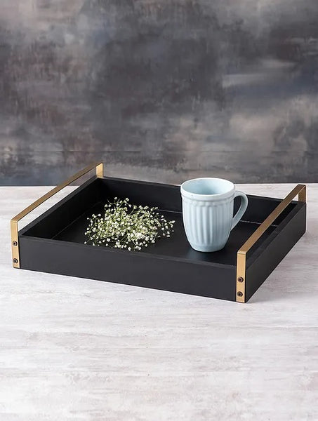 Vintiquewise 18.5-in x 7-in Large Gold Metal Rectangular Serving Tray