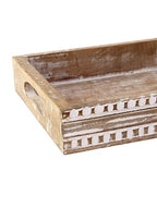 White Wood Shankh Tray (L-8.27in, W-12.2in) - J.L.HOME DECOR