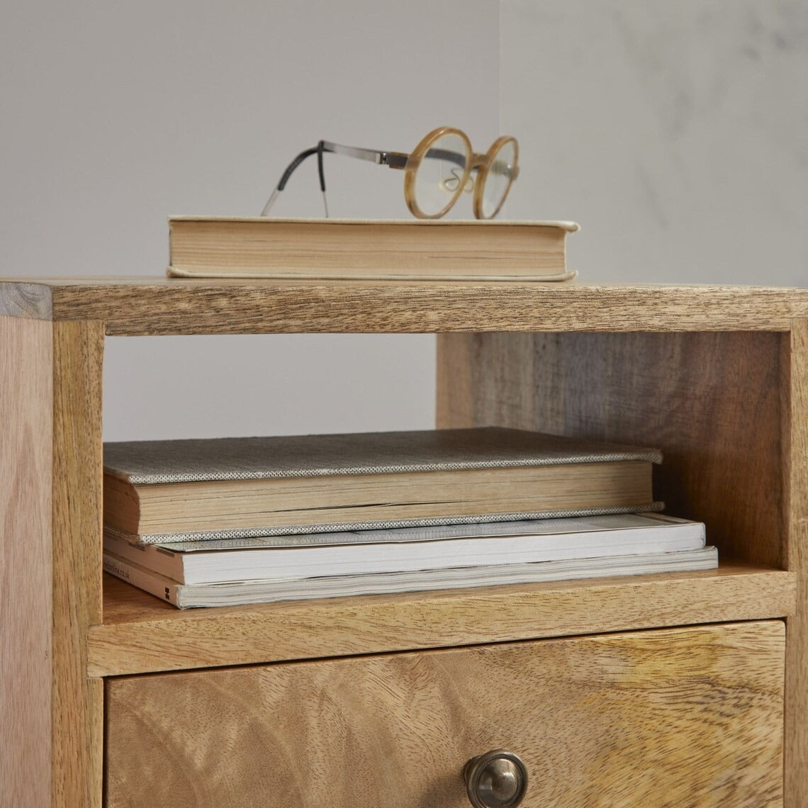 Small & Narrow Bedside Table in Natural Finish - J.L.HOME DECOR