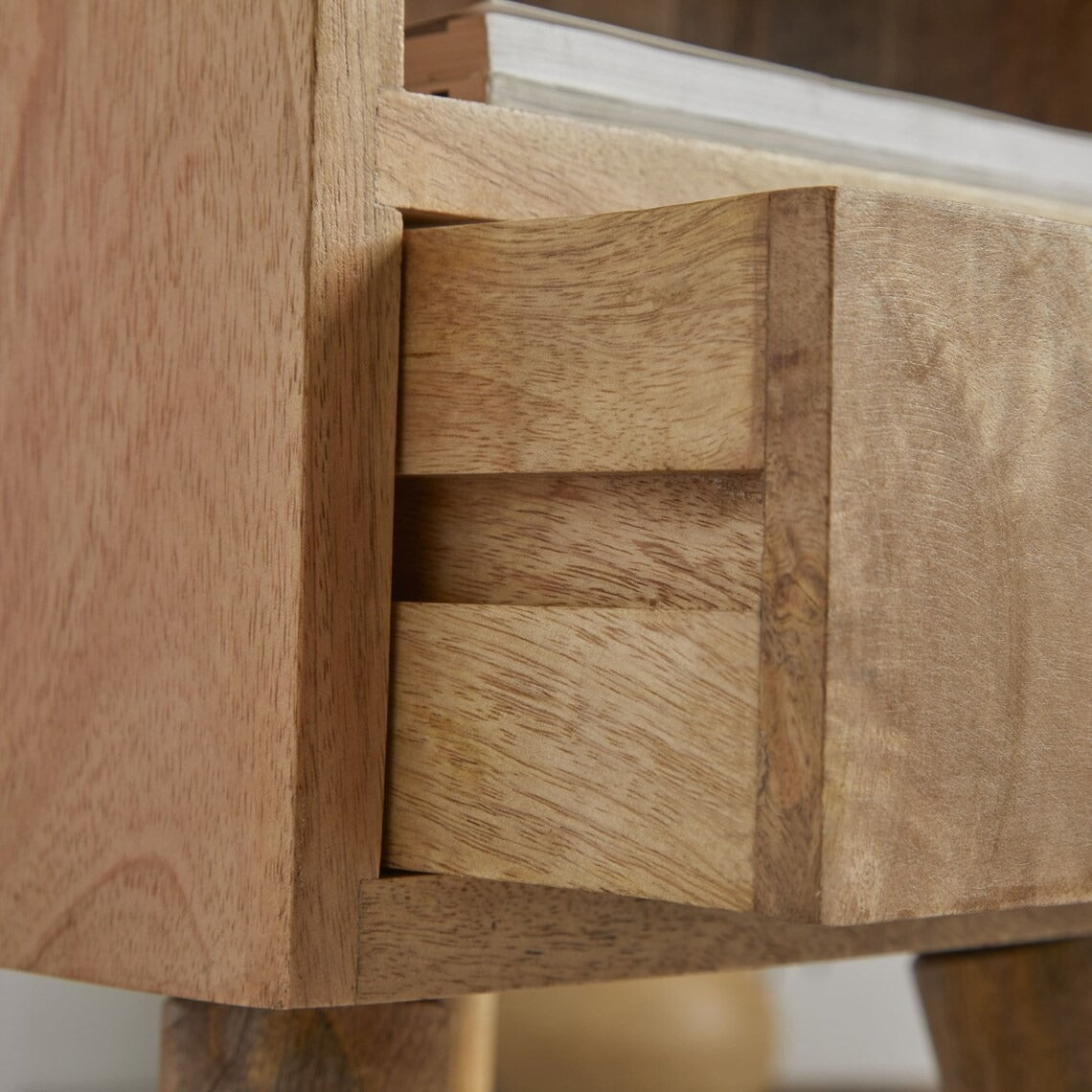 Small & Narrow Bedside Table in Natural Finish - J.L.HOME DECOR