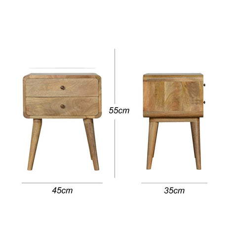 Solid Mango Wood Bedside Table with Natural Finish - J.L.HOME DECOR