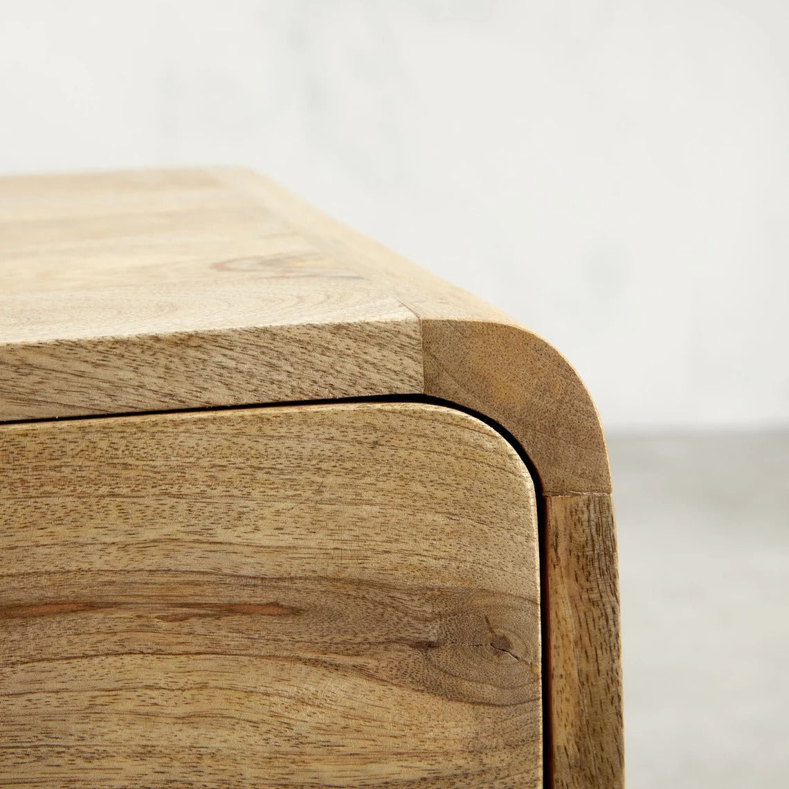 Solid Mango Wood Bedside Table with Natural Finish - J.L.HOME DECOR