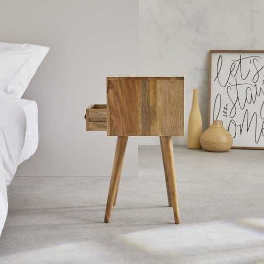 Small & Narrow Bedside Table in Natural Finish - J.L.HOME DECOR