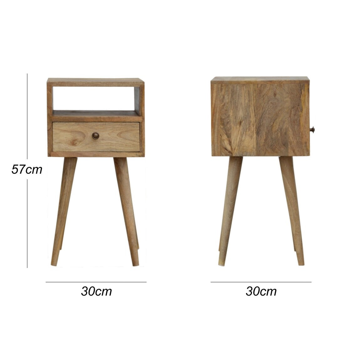 Small & Narrow Bedside Table in Natural Finish - J.L.HOME DECOR