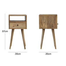 Small & Narrow Bedside Table in Natural Finish - J.L.HOME DECOR
