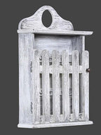 House of Keys Distressed White Handcrafted Mango Wood Key Holder (10in x 14in) - J.L.HOME DECOR