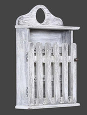 House of Keys Distressed White Handcrafted Mango Wood Key Holder (10in x 14in) - J.L.HOME DECOR