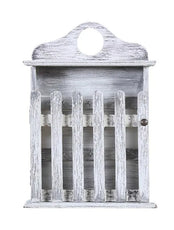 House of Keys Distressed White Handcrafted Mango Wood Key Holder (10in x 14in) - J.L.HOME DECOR