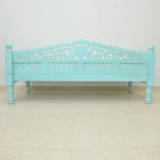 Mughal Garden Hand Carved Balinese Daybed Turquoise L - J.L.HOME DECOR