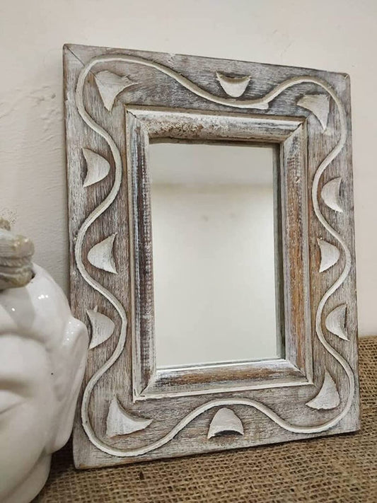 Decorative  Carved in Solid Hard Wood | Rustic Mirror Frame - J.L.HOME DECOR